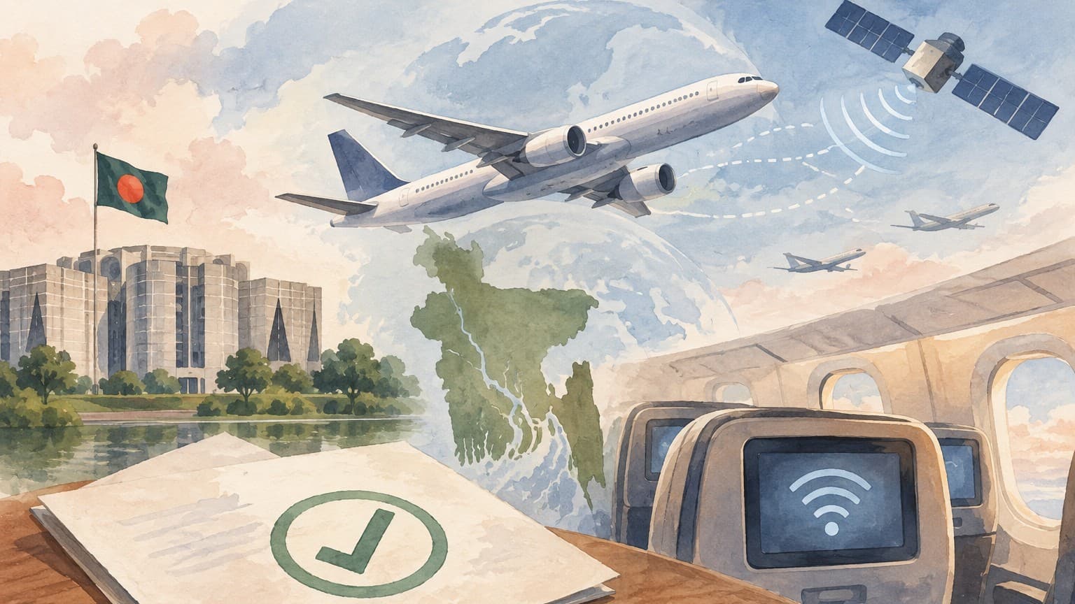 Illustration: Bangladesh regulator backs Viasat in-flight internet for foreign carriers