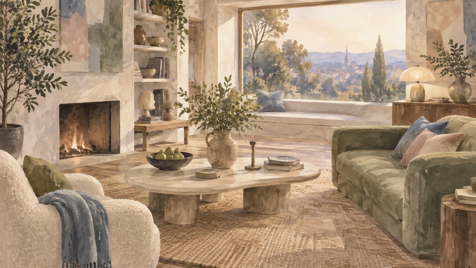 Illustration: warm cozy living room 2027