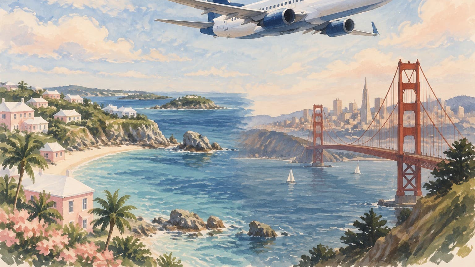 Illustration: United Airlines Boeing 737 Bermuda
