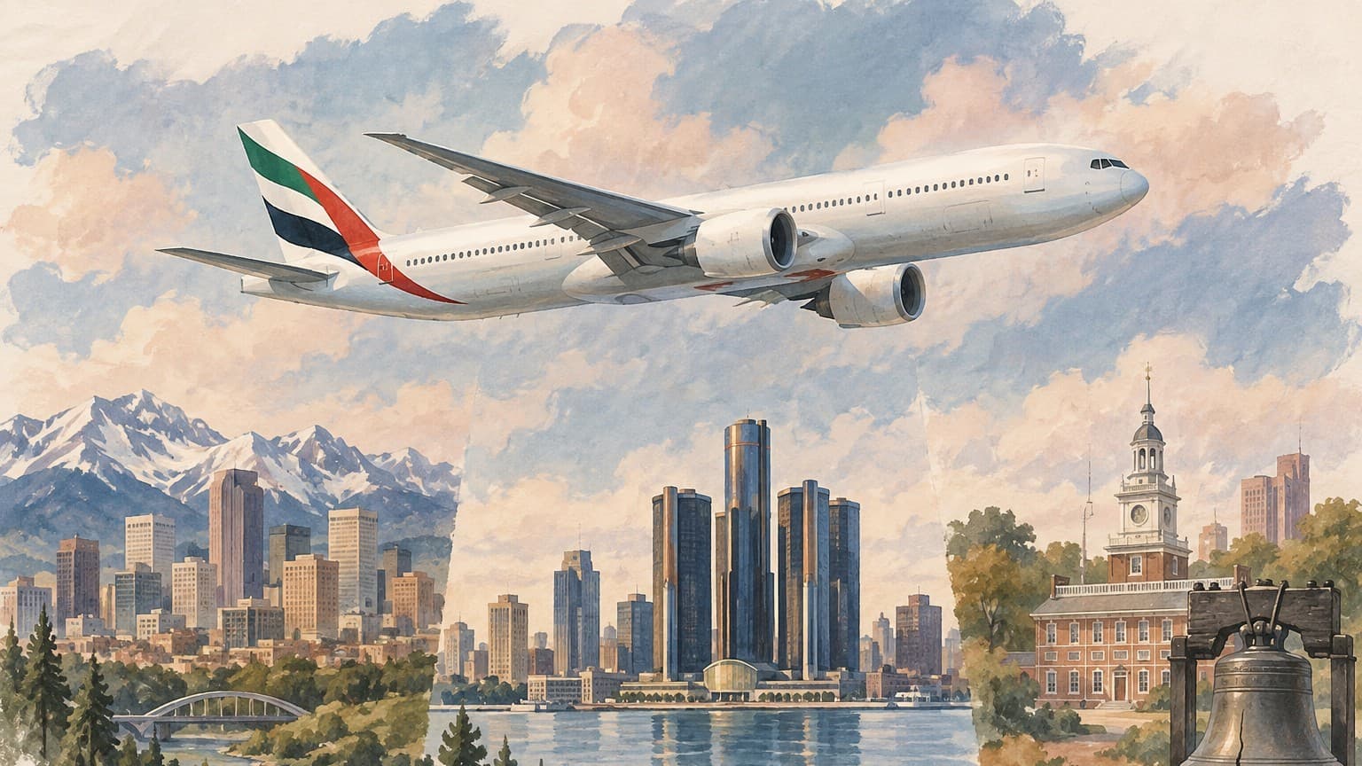 Illustration: Emirates Boeing 777 aircraft exterior