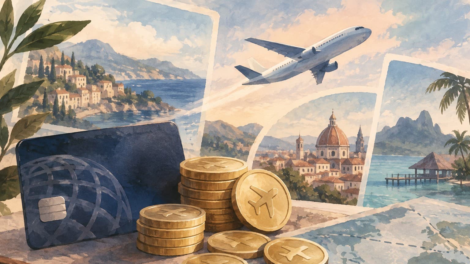 Illustration: airline loyalty program points and miles